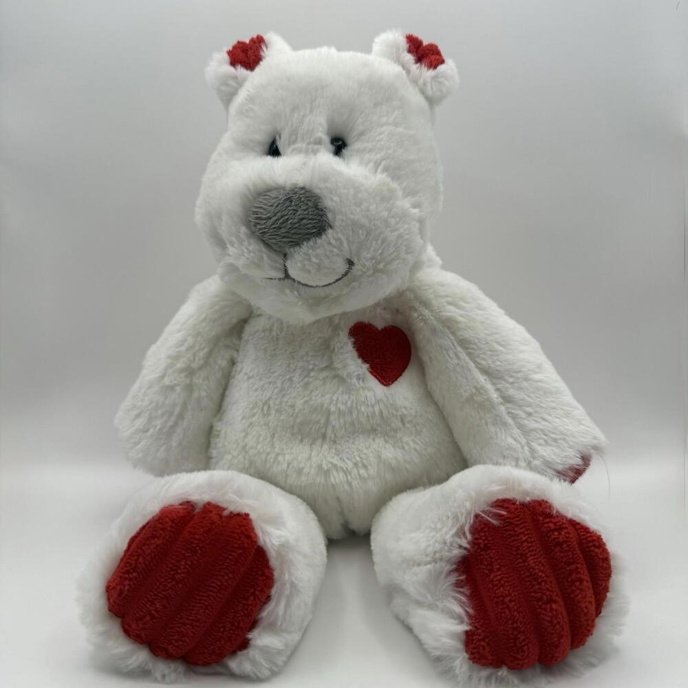 Mary Meyer Marshmallow Kisses Teddy Bear 14" Plush White Red Heart Plush